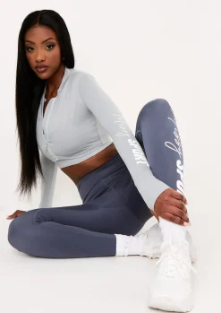Shop Tana Pale Blue Missy Sport Zip Through Cropped Gym Jacket Women Activewear