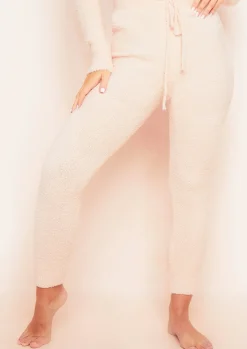 Cheap Tania Pink Teddy Borg Drawstring Leggings Women Loungewear