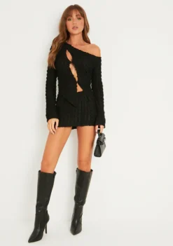 Tasha Black Textured Micro Mini Skirt^Missy Empire Sale