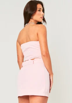 Tayla Baby Pink Buckle Detail Mini Skirt With Split^Missy Empire New