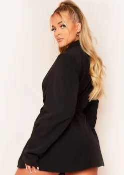 Tia Black Oversized Belted Blazer^Missy Empire Fashion