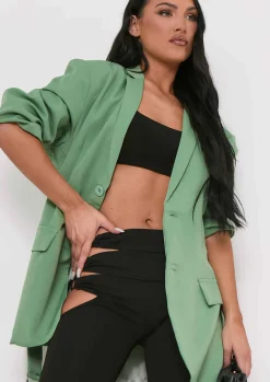 Tia Olive Green Oversized Belted Blazer^Missy Empire Best Sale