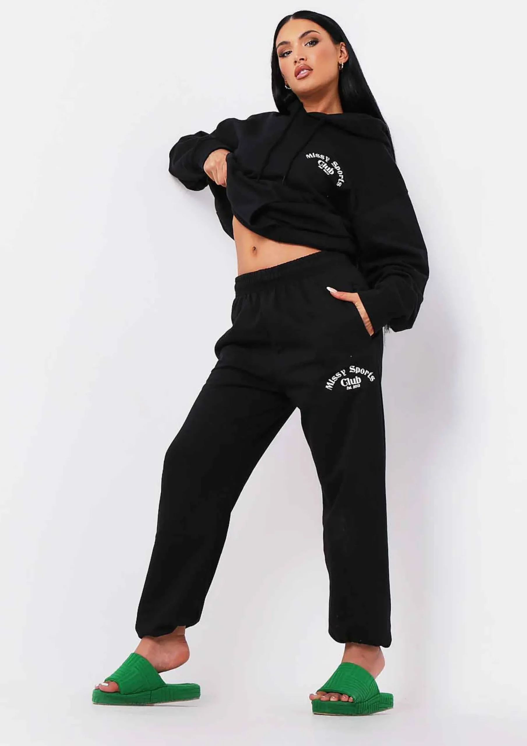 Cheap Tina Black Missy Sports Club Casual Joggers Women Tracksuits