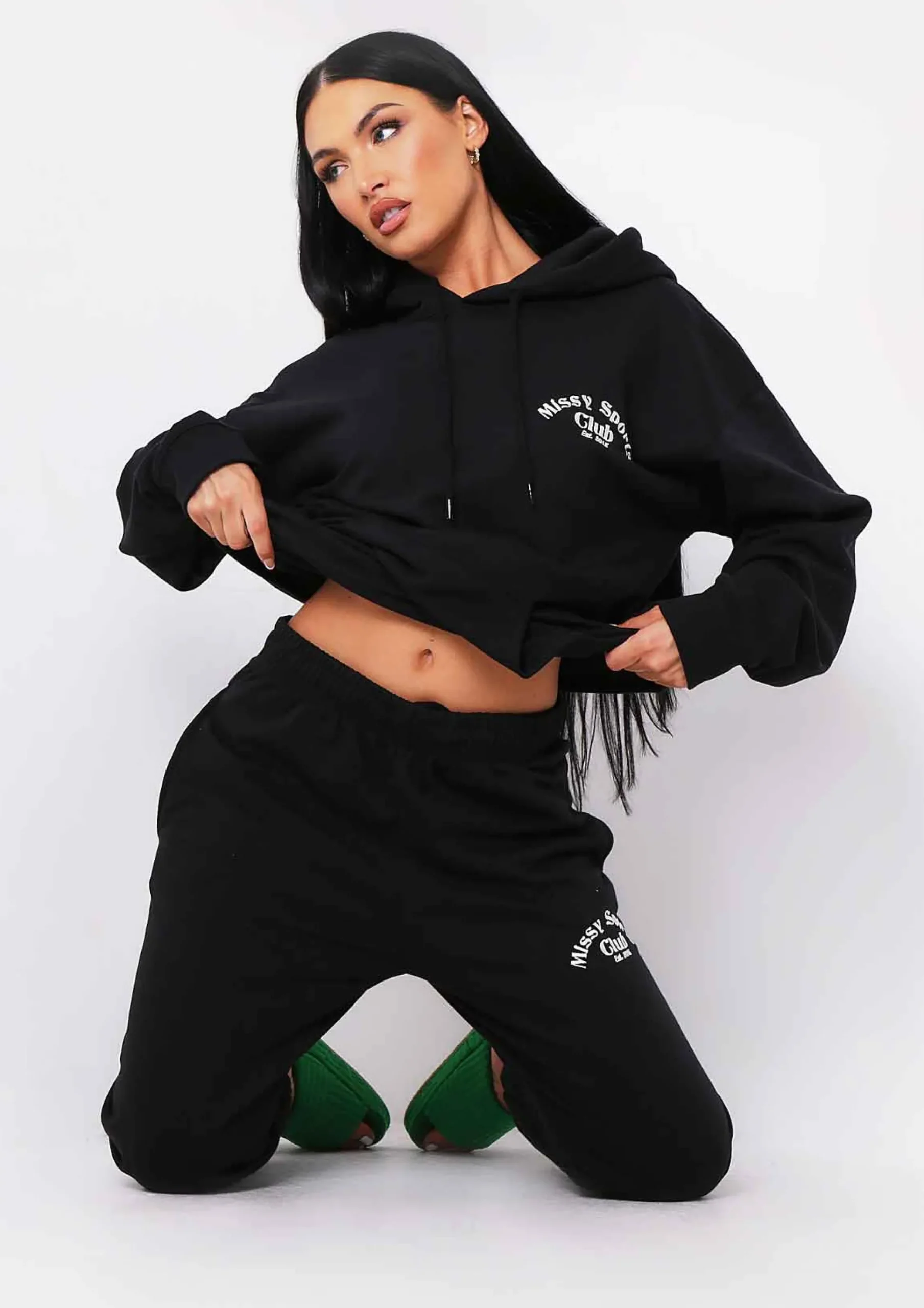 Cheap Tina Black Missy Sports Club Casual Joggers Women Tracksuits