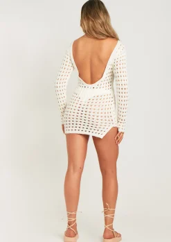 Store Valerie Ivory Low Back Crochet Beach Dress Cover Up Women Dresses