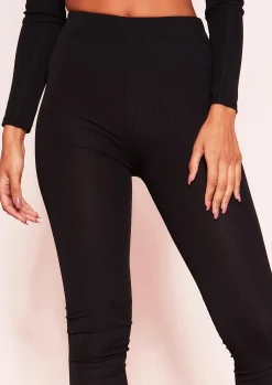 Sale Vanessa Black Ribbed Leggings Women Loungewear