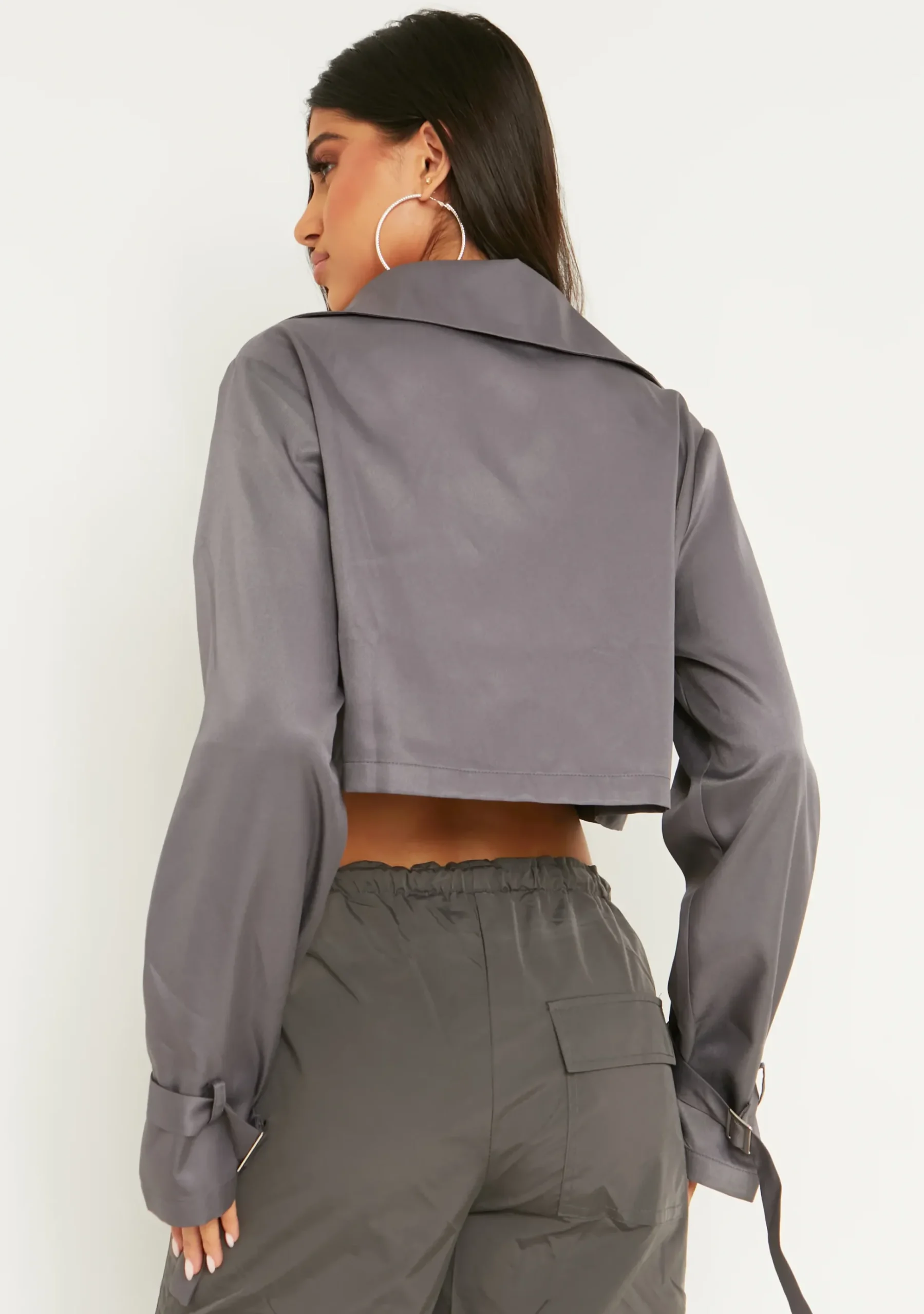 Vera Grey Oversized Crop Trench^Missy Empire Shop