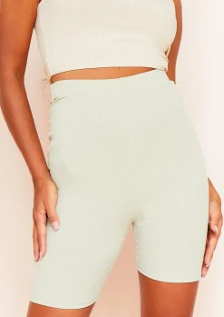 Clearance Violet Sage Ribbed Cycle Shorts Women Shorts