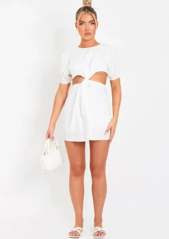 Cheap Zaralina White Cut Out Puff Sleeve Mini Dress Women Dresses