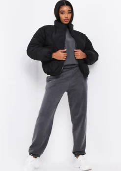 Zarina Black Diamond Quilted Logo Padded Puffer Coat^Missy Empire Outlet