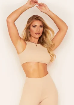 Zuri Nude Ribbed Race Crop Top^Missy Empire Sale